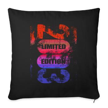 Limited Edition 2003 - Birthday - Vintage - Sofa pillowcase 17,3'' x 17,3'' (45 x 45 cm) - black - Front