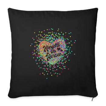 Karneval - Konfetti im Herzen - Fasnacht - Party - Sofakissenbezug 45 x 45 cm - Schwarz - Vorne