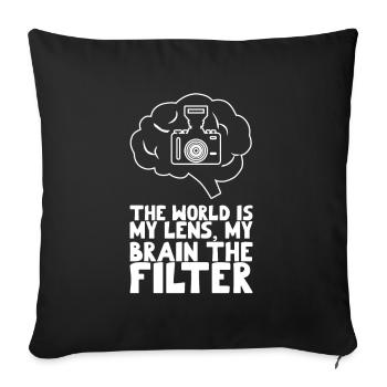 Dicton de photographe inspirant et intelligent - Housse de coussin décorative 45 x 45 cm - noir - Devant