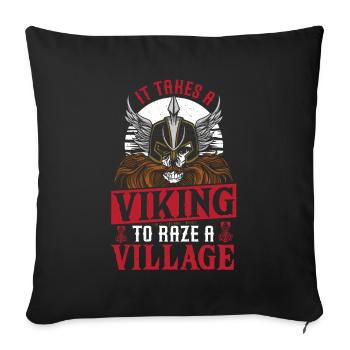 Il faut un Viking pour raser un village nordique nordique - Housse de coussin décorative 45 x 45 cm - noir - Devant