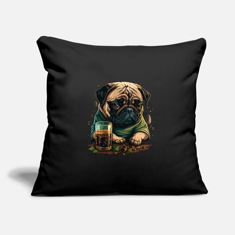Grumpy Pug drinks whiskey Sofa pillowcase 17,3'' x 17,3'' (45 x 45 cm)