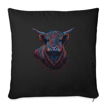 Vache des Highlands - Housse de coussin décorative 45 x 45 cm - noir - Devant