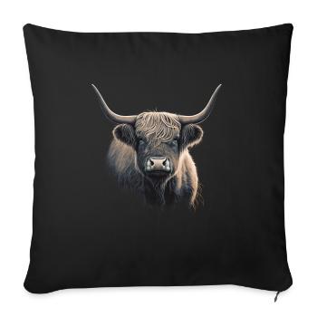 Vache des Highlands - Housse de coussin décorative 45 x 45 cm - noir - Devant