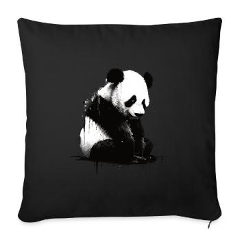 Panda-bär-schablone - Sofakissenbezug 45 x 45 cm - Schwarz - Vorne