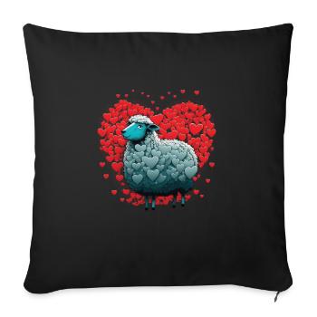 Schaf-liebes-herz - Housse de coussin décorative 45 x 45 cm - noir - Devant