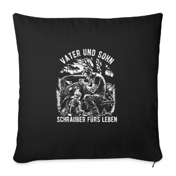 Tournevis père et fils pour la vie - Housse de coussin décorative 45 x 45 cm - noir - Devant