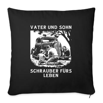 Tournevis père et fils pour la vie - Housse de coussin décorative 45 x 45 cm - noir - Devant