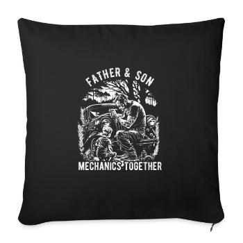 Father and Son Mechanics Together - Sofa pillowcase 17,3'' x 17,3'' (45 x 45 cm) - black - Front
