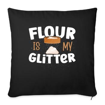 La farine de cuisson est ma boulangerie de paillettes - Housse de coussin décorative 45 x 45 cm - noir - Devant