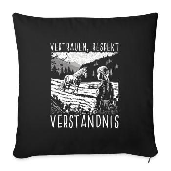 Vertrauen, Respekt und Verständnis - Sofakissenbezug 45 x 45 cm - Schwarz - Vorne