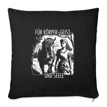 Für Körper, Geist und Seele Pferde - Sofakissenbezug 45 x 45 cm - Schwarz - Vorne