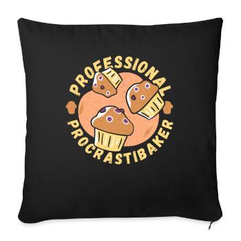 Boulangerie professionnelle Procrastibaker Baker Baking - Housse de coussin décorative 45 x 45 cm - noir - Devant