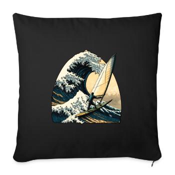 Windsurfing the big wave of Kanagawa - Sofa pillowcase 17,3'' x 17,3'' (45 x 45 cm) - black - Front