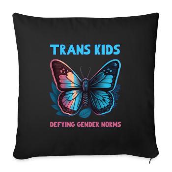 Les enfants trans défient les normes de genre - Housse de coussin décorative 45 x 45 cm - noir - Devant