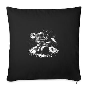 Astronaut plays his drums - Sofa pillowcase 17,3'' x 17,3'' (45 x 45 cm) - black - Front