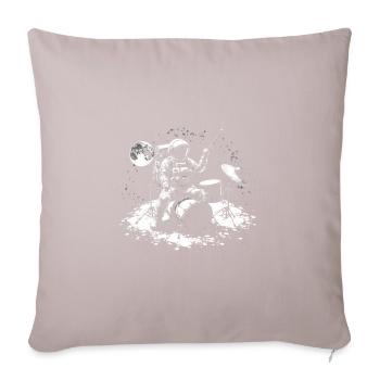 Astronaut plays his drums - Sofa pillowcase 17,3'' x 17,3'' (45 x 45 cm) - light taupe - Front