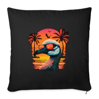 Oie avec lunettes de soleil et coucher de soleil - Housse de coussin décorative 45 x 45 cm - noir - Devant
