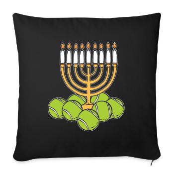 Hanoukka Tennis Menorah Candles juives - Housse de coussin décorative 45 x 45 cm - noir - Devant