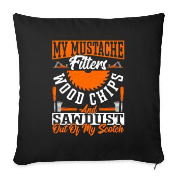 Mes filtres à moustache Copeaux de bois & sciure de bois Scotch - Housse de coussin décorative 45 x 45 cm - noir - Devant
