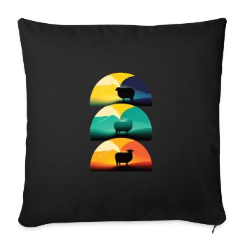 Sheep love sunset - Sofa pillowcase 17,3'' x 17,3'' (45 x 45 cm) - black - Front