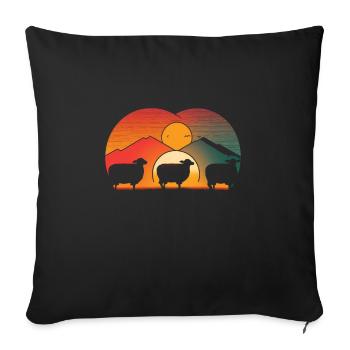 Les moutons adorent le coucher de soleil - Housse de coussin décorative 45 x 45 cm - noir - Devant