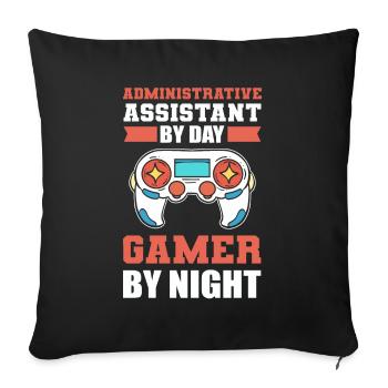 Administrative Assistant By Day Gamer By Night - Sofa pillowcase 17,3'' x 17,3'' (45 x 45 cm) - black - Front