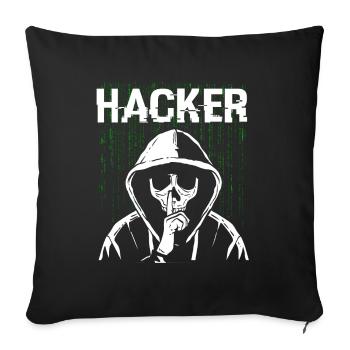 Hacker Skull Hacking Programmation Dark Net - Housse de coussin décorative 45 x 45 cm - noir - Devant