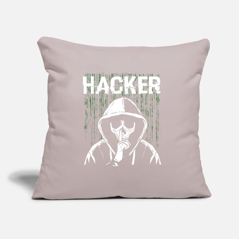 Hacker Skull Hacking Programmation Dark Net Housse de coussin décorative 45 x 45 cm