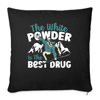 La poudre blanche est la meilleure drogue Snowboard - Housse de coussin décorative 45 x 45 cm - noir - Devant