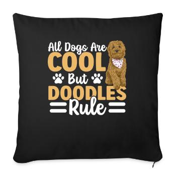 Tous les chiens sont cool mais les griffonnages règnent sur le gribouillage doré - Housse de coussin décorative 45 x 45 cm - noir - Devant