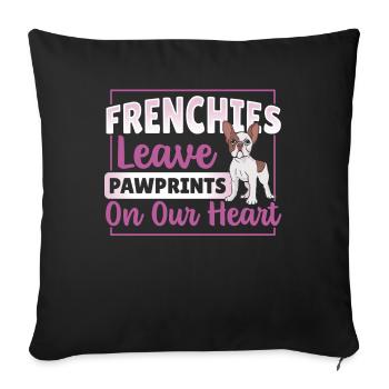 Frenchies Leave Pawprints on Our Heart French - Sofa pillowcase 17,3'' x 17,3'' (45 x 45 cm) - black - Front