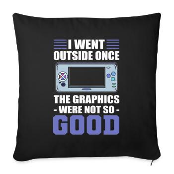 I Went Outside Once The Graphics Were Not So Good - Sofa pillowcase 17,3'' x 17,3'' (45 x 45 cm) - black - Front