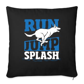 Run Jump Splash Dock Diving Dog Jumping - Sofa pillowcase 17,3'' x 17,3'' (45 x 45 cm) - black - Front
