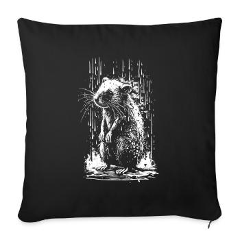 Rat Stencil Art White and Black - Sofa pillowcase 17,3'' x 17,3'' (45 x 45 cm) - black - Front