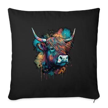 Vache des Highlands - Housse de coussin décorative 45 x 45 cm - noir - Devant