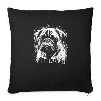 Mops-schablonen-design Weiß Und Schwarz - Sofakissenbezug 45 x 45 cm - Schwarz - Vorne
