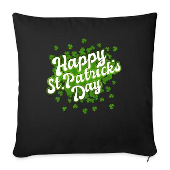 Bonne Saint-Patrick - Trèfle - Trèfle - Housse de coussin décorative 45 x 45 cm - noir - Devant