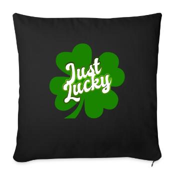 St Patrick’s Day - Just Lucky - Shamrock - Housse de coussin décorative 45 x 45 cm - noir - Devant