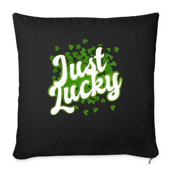 St Patrick’s Day - Just Lucky - Shamrock - Housse de coussin décorative 45 x 45 cm - noir - Devant