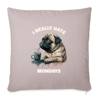 I hate montage! Pug - German proverb - Sofa pillowcase 17,3'' x 17,3'' (45 x 45 cm) - light taupe - Front