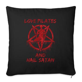 Amour Pilates et salut Satan - Housse de coussin décorative 45 x 45 cm - noir - Devant