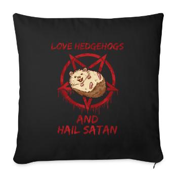 Aimez les hérissons et saluez Satan - Housse de coussin décorative 45 x 45 cm - noir - Devant