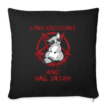 Aimez les ratons laveurs et saluez Satan - Housse de coussin décorative 45 x 45 cm - noir - Devant
