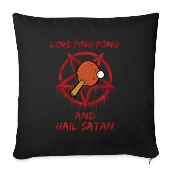 J’adore le ping-pong et je salue Satan - Housse de coussin décorative 45 x 45 cm - noir - Devant