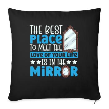 Meet Love Of Your Life In Mirror Happy Singles - Sofa pillowcase 17,3'' x 17,3'' (45 x 45 cm) - black - Front