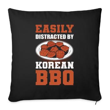 Easily Distracted By Korean BBQ Traditional Asian - Sofa pillowcase 17,3'' x 17,3'' (45 x 45 cm) - black - Front