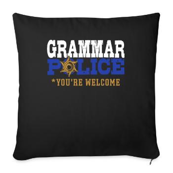 Grammatik-Polizei Rechntschreibung - Sofakissenbezug 45 x 45 cm - Schwarz - Vorne