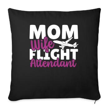 Agent de bord Agent de bord Aviation Vol - Housse de coussin décorative 45 x 45 cm - noir - Devant