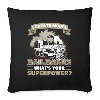 Chemin de fer Fan Train Chemin de fer - Housse de coussin décorative 45 x 45 cm - noir - Devant