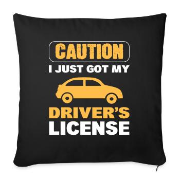 Attention je viens d’obtenir mon permis de conduire Nouveau conducteur - Housse de coussin décorative 45 x 45 cm - noir - Devant